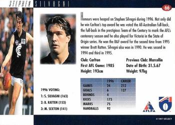 1997 Select AFL Ultimate Series #66 Stephen Silvagni Back